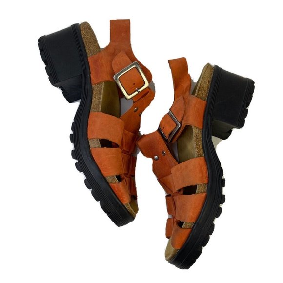 Vintage Chunky Platform Leather Heeled Fisherman Sandals by 9&Co. - Picture 2 of 9